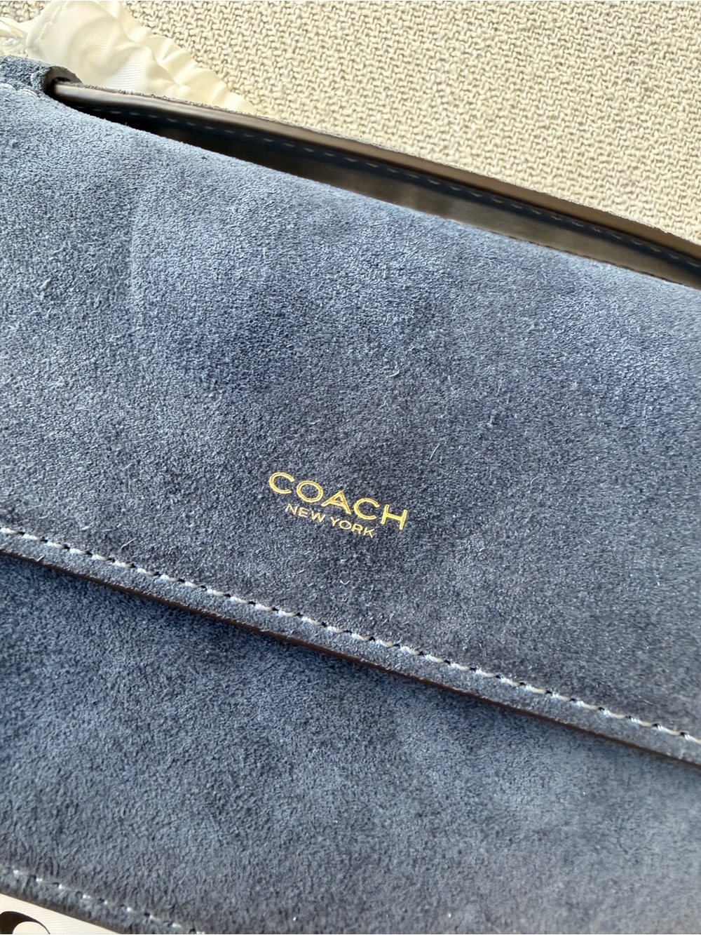 Coach Elora Top Handle Bag Blue Denim Suede - Picture 6 of 7